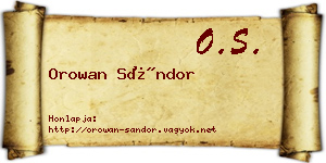Orowan Sándor névjegykártya